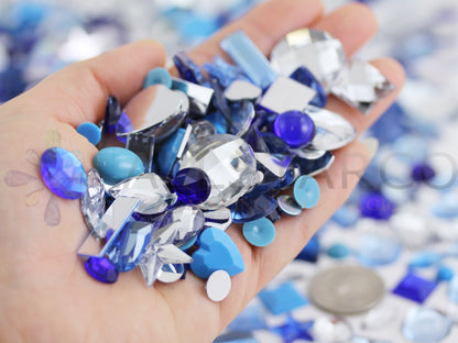 Winter Wonderland Mix Blue & Clear Flat Back Gems In Bulk